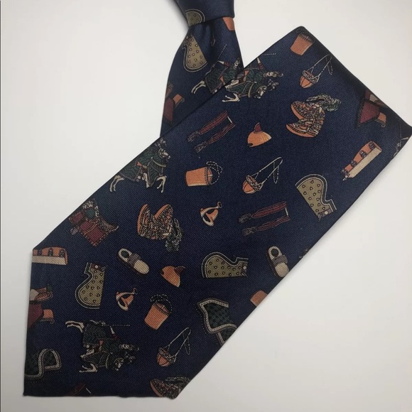Salvatore Ferragamo Blue Horse Equestrian Necktie 100% Silk Italy 3.5” Wide - Picture 4 of 12